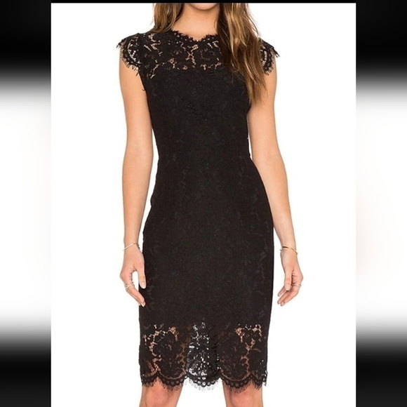 BLACK LACE SLEEVELESS COCKTAIL DRESS, SZ SMALL/MEDIUM - Picture 5 of 16